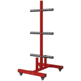 Soozier 2 Inch Weight Plate Rack, Plate Rack Holder For Olympic Weight Plates and Bars, with 4 Transport Wheels and 6 Fasten Clamps, 440lbs Capac