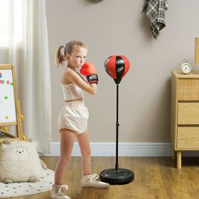 Height Adjustable Punching Bag for Kids w/ Stand & Boxing Gloves for 5-10 Years, Red