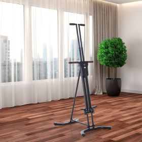Vertical Climber Exercise Machine Folding Adjustable Stair Workout with Display Monitor Black