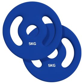 2 x 11lbs Standard Weight Plates with Easy-Grip Handles, 1" Holes, for Home, Gym, Weight Lifting and Strength Training