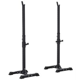 Adjustable Stable Power Squat Stand Portable 2 Bars Barbell Holder Weight Rack Black