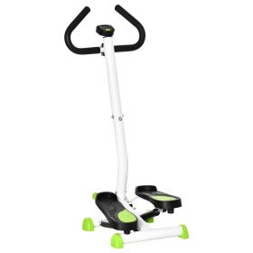 Twist Stepper Exercise Machine with Adjustable Resistance, LCD Screen - White & Green