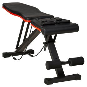 Adjustable Workout Bench, Foldable Weight Bench with Leg Extension and Preacher Pad, 264LBS Weight Capacity, for Home Gym, Black and Red