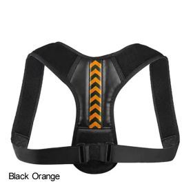 Adjustable Back Shoulder Posture Corrector Belt For Clavicle Spine Support Body Reshape Pain Relief From Neck; Back And Shoulder ( Buy A Size Up (Color: Black Orange, size: S(20-40KG))
